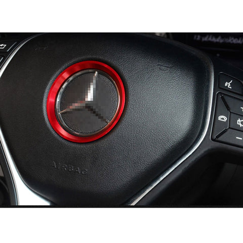 Glossy Car Steering Wheel Center Logo Ring Trim For Mercedes Benz B C GLK
