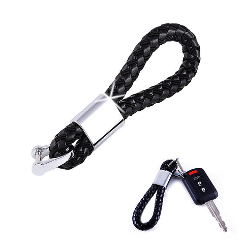 Braided PU Leather Strap Key Chain Ring Universal Fits Car Office Home Keys Fob Keychain Holder