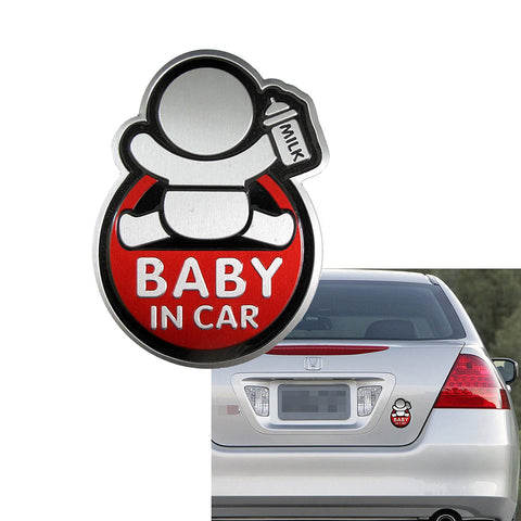 Baby In Car w/ Bottle Warning Signs Funny For Mom Dad Car Window Graphic Vinyl Decals for SUV Truck Car Bumper, Laptop, Wall, Mirror, Motorcycle
