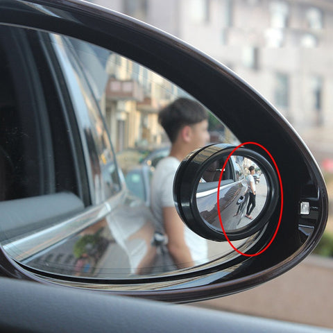 2 pcs Black Round Wide Angle Convex Rear View Stick On Blind Spot Mirror For Car Truck SUVs Motorcycle 1.5"