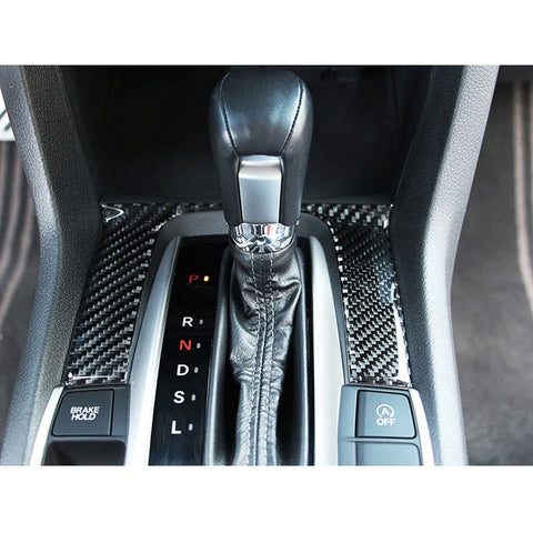 1 piece 3D Real Carbon Fiber Shift Gear Panel Knob Cover Trim Sticker Fit for Honda Civic 2016 2017