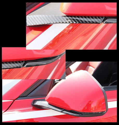 1 set Carbon Fiber Stickers Car Rearview Mirror Side Mirror Decoration Trim Sticker For 2015-2017 Ford Mustang