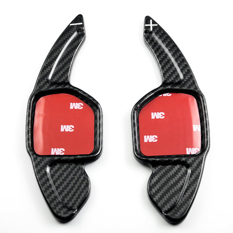 Black/ Red Real Carbon Fiber Steering Wheel Shifter Gear Paddle DSG Extensions For Audi A4L A6L