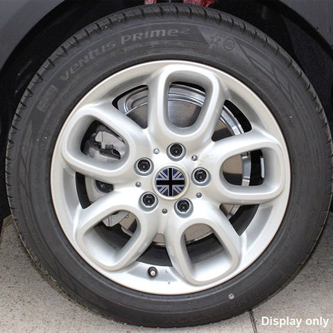 4x Black/Grey Union Jack UK Flag Style Wheel Center Cap Covers For MINI Coopers