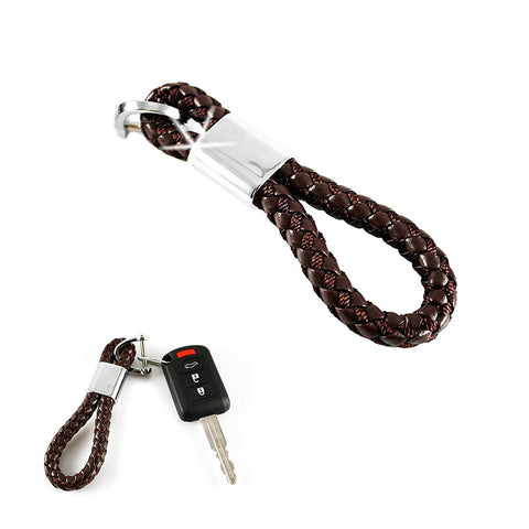 Braided PU Leather Strap Key Chain Ring Universal Fits Car Office Home Keys Fob Keychain Holder