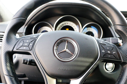 Glossy Car Steering Wheel Center Logo Ring Trim For Mercedes Benz B C GLK