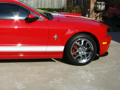 2x Pony Running Horse Tri Bar Emblem Side Fender Door Badge Sticker For Ford Mustang