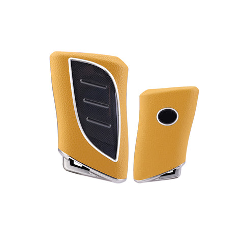 Yellow TPU w/Leather Style Full Protect Remote Key Fob Cover For Lexus ES 350 18+