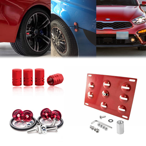 Set Tow Hook License Plate + Air Valve + Release Fastener For Hyundai Elantra