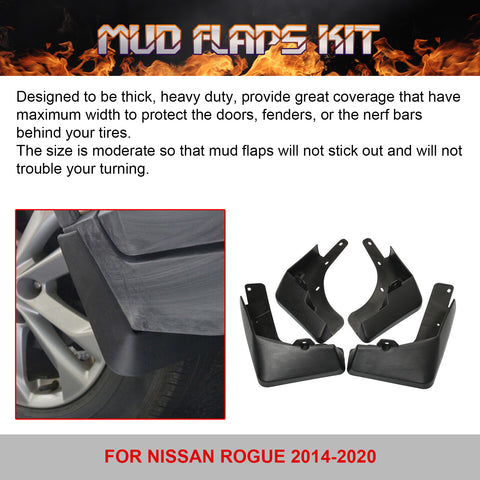 4X Front Rear Mud Flaps Kit Splash Guards Direct Fit For Nissan Rogue 2014-2020