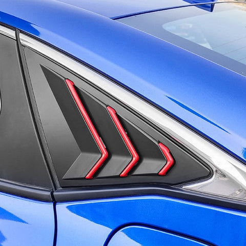 Side Air Vent Window Louver Glossy Black w/Red ABS Cover For Honda Civic 2016-21