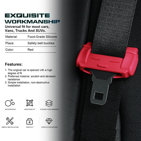4PCS Red Soft Car Safety Seat Belt Buckle Clip Decor Covers Universal for Cars