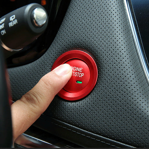 Blue/ Gold/ Red/ Silver Keyless Engine Start Stop Button Cap with Surrounding Trim Ring for Chevy VW Cadillac GMC