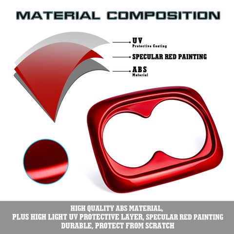 Red Interior ABS Water Cup Holder Cover Trim For Honda Civic 10th-11th 2016-2022