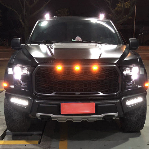 White/Amber Switchback LED DRL Fog Light Kit for Ford F-150 Raptor 2017-up, 5-LED OEM Assembly w/Turn Signal Feature