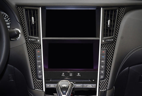 2pcs Carbon Fiber Style Car Interior Center Console Dashboard Cover Trim Molding Decoration for Infiniti Q50 Q60 2017-2022