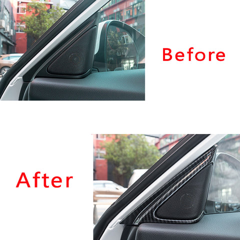 Carbon Fiber Style Car Door Front A Pillar Speaker Stereo Cover Frame Triangle Trim for Honda Accord 2018-2019