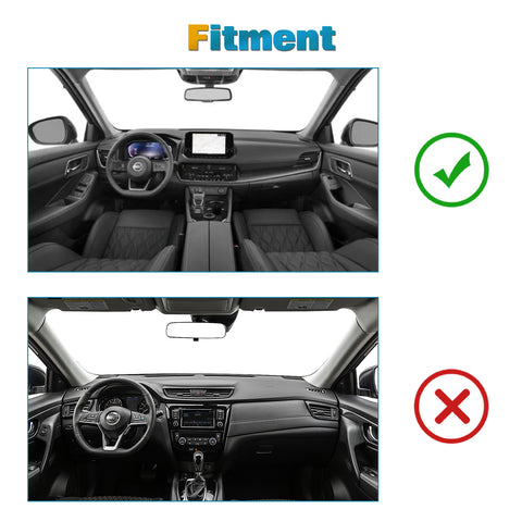 Center Console Dashboard Mat Pre-Cut Non-Slip Sunshield Sun Glare Protector Dash Carpet Pad Black Cover Compatible with Nissan Rogue 2021-2024