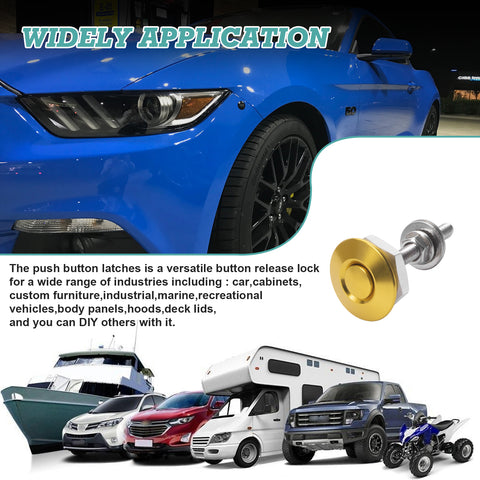 Universal Front Rear Bumper Trunk Hatch Lids Quick Release Fastener Hood Pin Kit Yellow