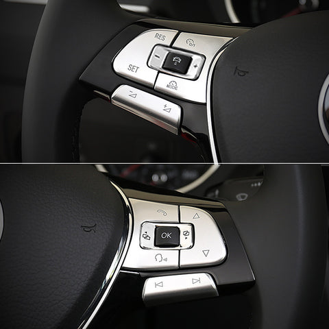6pcs Silver Steering Wheel Control Button Cover Trim Decoration for Volkswagen Passat Golf SportWagen Alltrack Tiguan Altas Arteon 2016-up