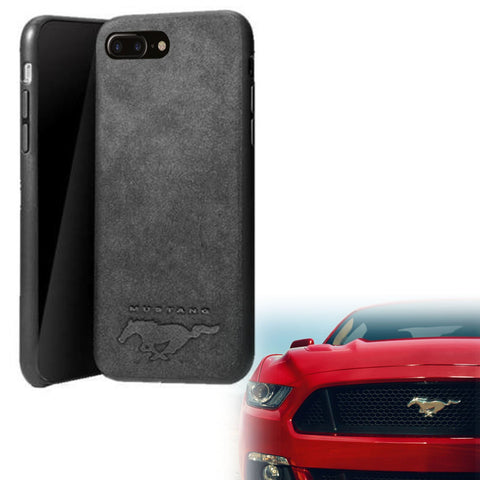 Luxury Super Mustang Logo Slim Leather Alcantara Suede Durable Protective Cover Case for iPhone 7 8 iPhone 7 8 Plus iPhone X