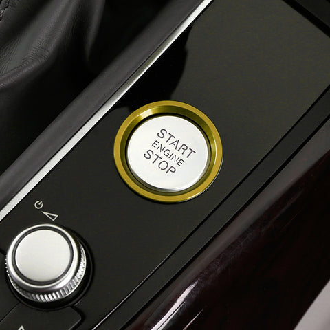 Aluminum Keyless Start Engine Stop Push Button Surrounding Ring Decoration Cover Trim Compatible with Audi A4 A5 A6 A7 Q5, etc (Gold)
