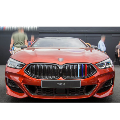 Set JDM M-Colored Front Grille Insert Trim Strip Cover for BMW G15 8 Series 2019-up (7 Beam Bars)