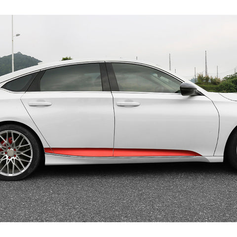 6pcs Red / Matte Black Vinyl Car Door Side Stripe Sticker Lower Door Panel Decal Molding Trim for Honda Accord 2018 2019
