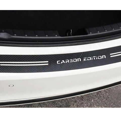 Carbon Fiber Texture Car Rear Bumper Guard Sticker, Sporty Rear Trunk Sill Scratch Protector Vinyl Decal, 35.43"/41.33"