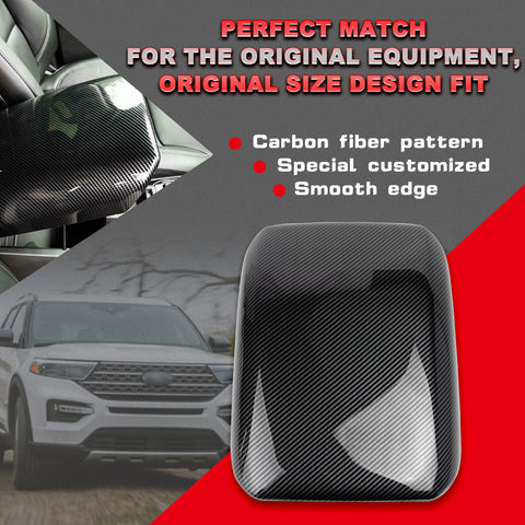 Carbon Fiber Texture Central Armrest Box Molding Cover For Ford Explorer 2020-23