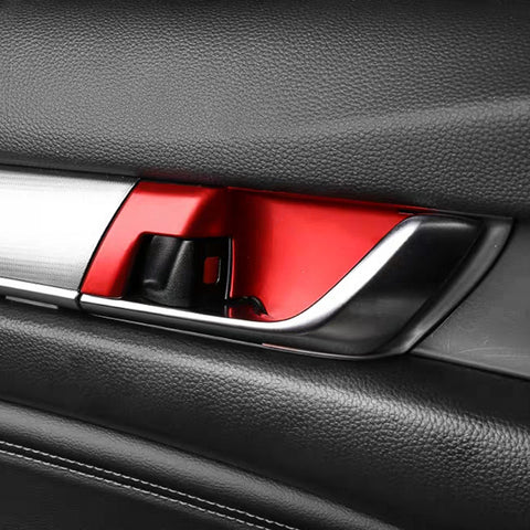 4x Red ABS Car Interior Door Handle Bowl Cover Trim Decor for Honda Accord 2018 2019