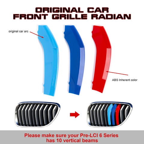 Tri-Color Front Kidney Grille Insert Cover Trim For BMW 6 Series F12 F13 2012-15