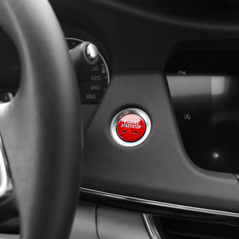 Red Pure Carbon Fiber Keyless Engine Start Stop Button Cover Ignition Push Start Button Cap for Chevrolet/for Cadillac/for GMC