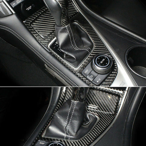 2pcs Carbon Fiber Pattern Car Console Gear Shift Knob Panel Trim Frame Cover for Infiniti Q50 2014-2023
