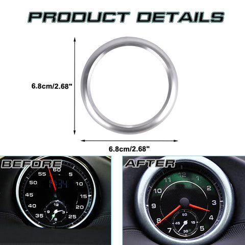 Sliver Alloy Console Dashboard Clock Ring Cover For Porsche 911 Macan Panamera