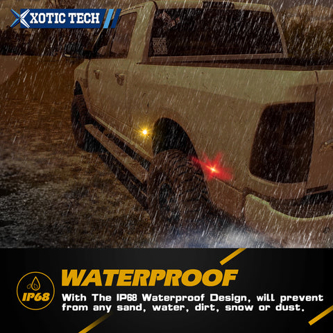 LED Fender Marker Replacement For DODGE 2003-2009 RAM 2500 3500, Smoked Lens Amber Red LED Fender Bed Side Marker Lights Set Assembly Heavy Duty Dually Truck Double Wheel Side Rear Fenders