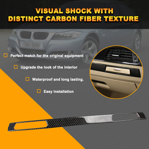 Real Carbon Fiber Copilot Cup Holder Strip Trim For BMW 3 Series E90 E92 E91 E93 2005-12