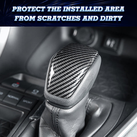 Gear Shift Knob Cover Trim Compatible with Toyata RAV4 XA50 2019-2024, Carbon Fiber Pattern