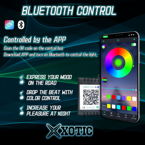 RGB LED Underglow Light, Multi Color Music Sound Active Function Bluetooth Underbody Neon Accent LED Strip Lights Kit, w/ APP Control Wireless Remote, 60x90cm 4pcs