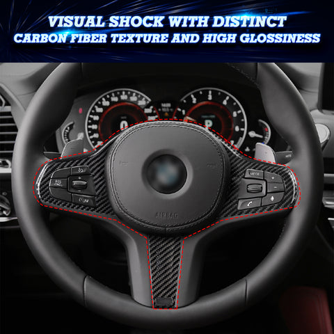 Carbon Fiber Look Steering Wheel Moulding Trim Kit For BMW 3 Series G20 2019-21