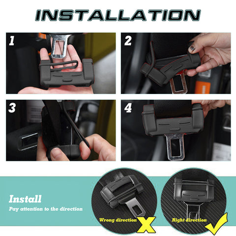 4pcs Black Safety Interior Car Seat Belt Buckle Clip Cover Sleeves Universal Fit