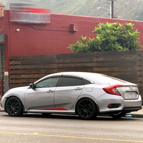 Car Side Skirt Stripe Vinyl Sticker Lower Door Panel Decal Molding Trim for Honda Civic 2016-2021, Black/Red