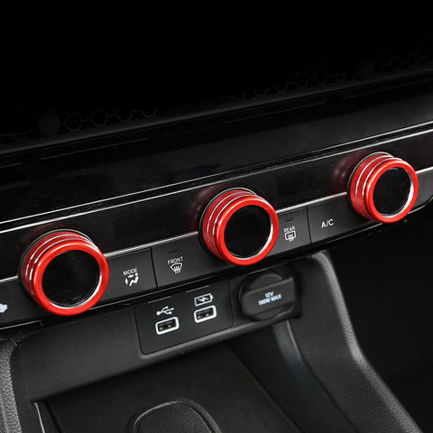 3x Red Center Console AC Switch Knob Ring Covers For Honda Civic 11th Gen 2022+