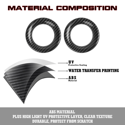 2Pcs Carbon Fiber Style Tailgate Reading Light Ring For Grand Cherokee 2011-2020