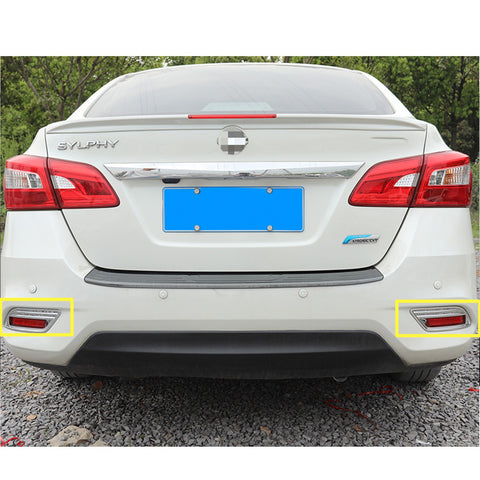 2x ABS Chrome Rear Bumper Reflector Cover Rear Fog Light Frame Moulding Trim for Nissan Sentra Sedan 2016-2019