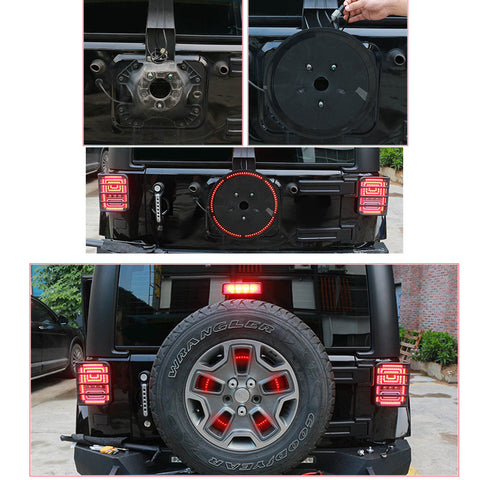 for Jeep Wrangler JK 2007-2018 Spare Tire Brake Light, Spare Tire LED Tail Light Rear Wheel 3rd Brake Lamp