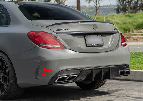 Carbon Fiber Pattern Rear Bumper Air Vent Spoiler Splitter Canard Insert Cover Trim Fit For Mercedes Benz W205 C-Class 2 Door Coupe C43 AMG C180 C200 C300 2017 2018 2019 2020