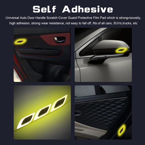 6x Yellow Carbon Fiber Pattern 3D PVC Night Reflect Car Vent Edge Bumper Decal