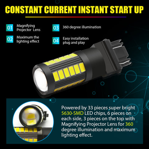 3157 4057R Red LED Tail Brake Light Bulb for Ford F-150 F-250 F-350 2002 - 2017