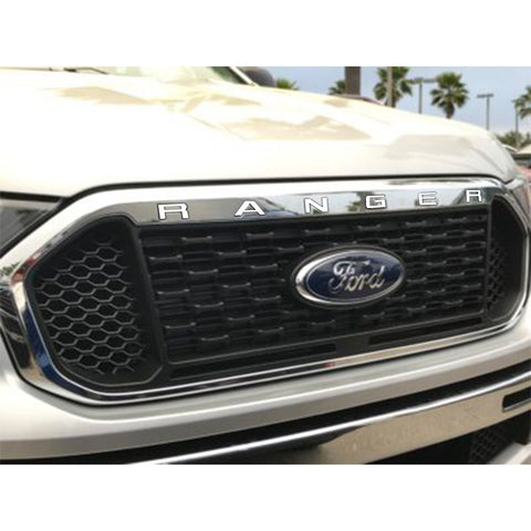 Glossy White Thin Vinyl Letter Insert Decal Sticker for Ford Ranger 2019 Front Grille Hood
